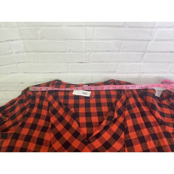 Old Navy Womens Relaxed Buffalo Plaid Red Black Top Blouse Womens XL - Picture 6 of 10